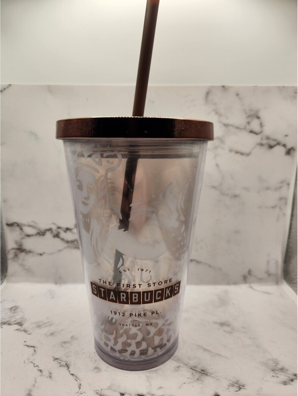 ๐ฅNew Starbucks Copper Lid w/Straw Pike Place Seattle Mermaid Tumbler๐ฅ